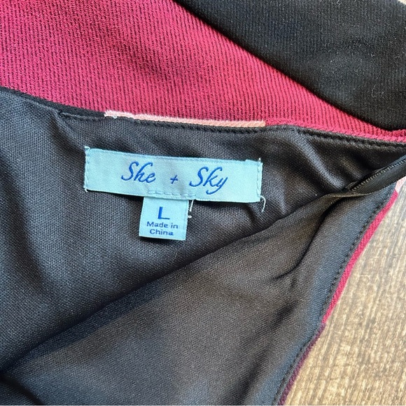 She + Sky Striped Multicolor, Costume Suede Mini Skirt - Picture 2 of 3